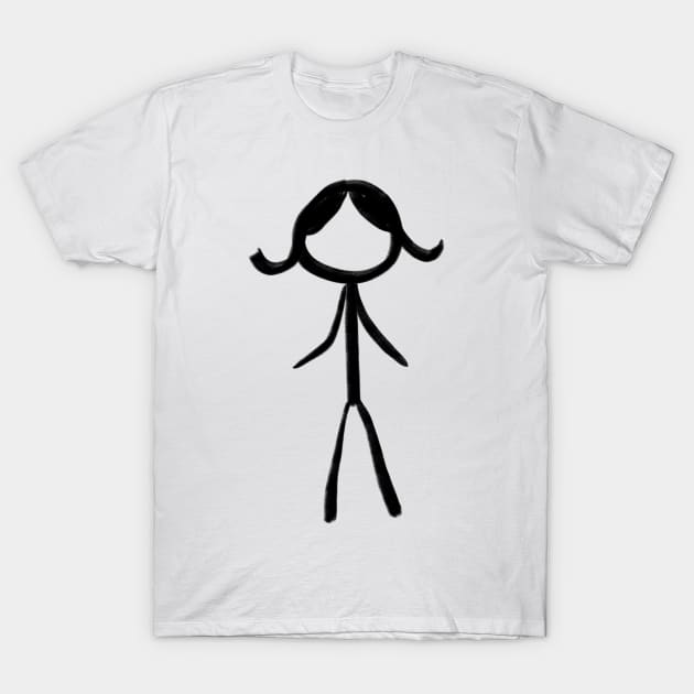 Simple stick figure, hand drawn, simple design, female, or girl T-Shirt by WelshDesigns